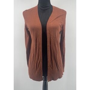 Ann Taylor Factory Cardigan Women S Rust Brown Open Front Lightweight Earthy